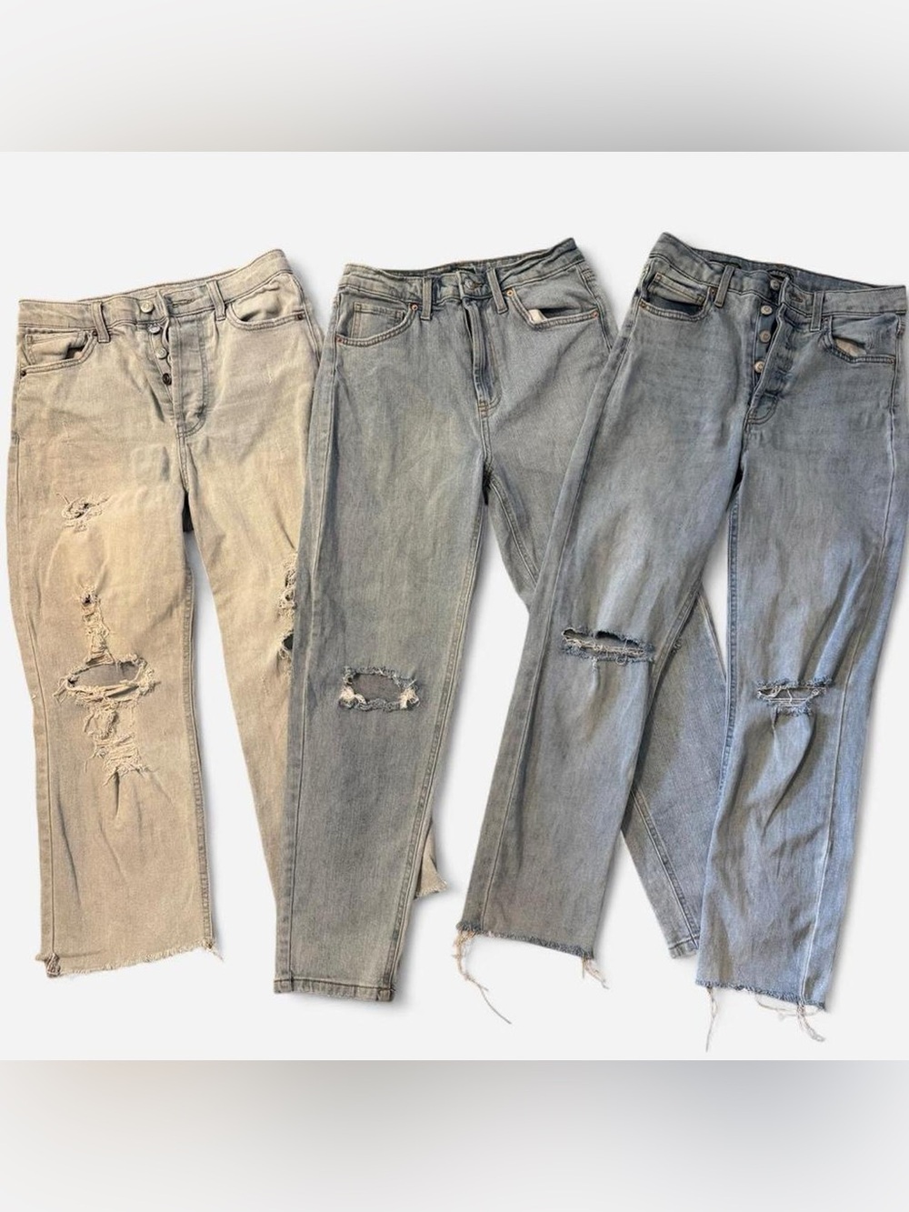 wild fable Distressed Straight-Leg Jeans in Light Gray and Washed Gray